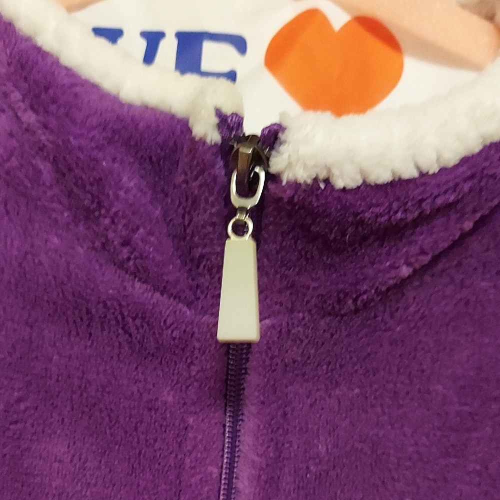 Purple Fleece Zip-Up Robe - Picture 2 of 4